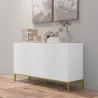 Aparador de Salón de 4 Puertas con Estantes Ajustables y Patas Doradas 140x40x75 cm para Entrada Dormitorio Blanco - Ogal.Es