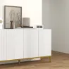 Aparador de Salón de 4 Puertas con Estantes Ajustables y Patas Doradas 140x40x75 cm para Entrada Dormitorio Blanco - Ogal.Es