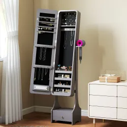 Espejo Joyero con Luces LED Armario Joyero con Espejo Entero de Ángulo Ajustable Cajón Luces Apagado Automático ... - Ogal.Es