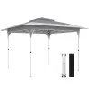 Carpa Plegable 3,5x3,5 m Pop-up con Altura Ajustable 3 Niveles Doble Techo Cierre Central y Bolsa UPF50+ Gris - Ogal.Es