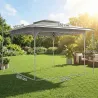 Carpa Plegable 3,5x3,5 m Pop-up con Altura Ajustable 3 Niveles Doble Techo Cierre Central y Bolsa UPF50+ Gris - Ogal.Es