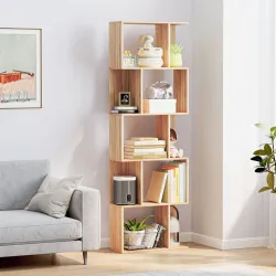Librería de 5 Niveles Estantería para Libros en Forma de S para Salón Dormitorio Estudio Oficina 24x60x184,5 cm ... - Ogal.Es