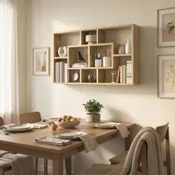 Estante de Pared Decorativo Estantería para Libro, CDs con 8 Cubos 85x14,5x47,5 cm Roble - Ogal.Es