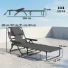 Tumbona Plegable Respaldo Ajustable Orificio de Lectura Reposacabezas y Brazos Carga 120 kg 145x72x89 cm Gris Os... - Ogal.Es