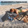 Tumbona Plegable Respaldo Ajustable Orificio de Lectura Reposacabezas y Brazos Carga 120 kg 145x72x89 cm Gris Os... - Ogal.Es