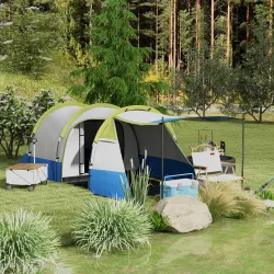 Tienda de Campaña Plegable para 2 Personas 2 Habitaciones Bolsa de Transporte 420x200x150 cm Azul Oscuro y Verde - Ogal.Es