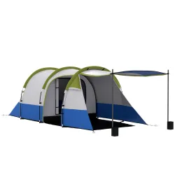 Tienda de Campaña Plegable para 2 Personas 2 Habitaciones Bolsa de Transporte 420x200x150 cm Azul Oscuro y Verde - Ogal.Es