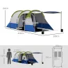 Tienda de Campaña Plegable para 2 Personas 2 Habitaciones Bolsa de Transporte 420x200x150 cm Azul Oscuro y Verde - Ogal.Es