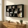 Estante de Pared Decorativo Estantería para Libro, CDs con 8 Cubos 85x14,5x47,5 cm Negro - Ogal.Es