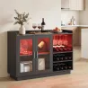 Mueble de Bar con Luces LED RGB y Botellero para 12 Botellas Armario Buffet para Vinos para Comedor Salón Negro - Ogal.Es