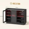 Mueble de Bar con Luces LED RGB y Botellero para 12 Botellas Armario Buffet para Vinos para Comedor Salón Negro - Ogal.Es