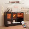 Mueble de Bar con Luces LED RGB y Botellero para 12 Botellas Armario Buffet para Vinos para Comedor Salón Negro - Ogal.Es