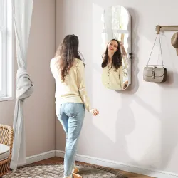 Espejo Joyero con Luz LED Montado en la Pared o en la Puerta con Cerradura Espejo Entero Blanco - Ogal.Es