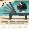 Conjunto de 2 Tumbonas Reclinables de Plástico PP con Bandeja Lateral Respaldo Ajustable 5 Niveles 192x57x28,5 c... - Ogal.Es