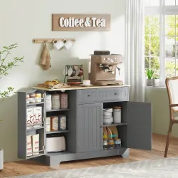 Aparador de Cocina Armario de Cocina con 3 Estantes de Puerta Cajón Estantes Ajustables para Comedor 105x40x83 c... - Ogal.Es