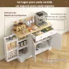 Aparador de Cocina Armario de Cocina 3 Estantes de Puerta Cajón Estantes Ajustables para Comedor 105x40x83 cm Bl... - Ogal.Es