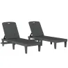 Conjunto de 2 Tumbonas Reclinables de Plástico PP con Bandeja Lateral Respaldo Ajustable 5 Niveles 192x57x28,5 c... - Ogal.Es