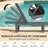 Conjunto de 2 Tumbonas Reclinables de Plástico PP con Bandeja Lateral Respaldo Ajustable 5 Niveles 192x57x28,5 c... - Ogal.Es