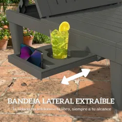 Conjunto de 2 Tumbonas Reclinables de Plástico PP con Bandeja Lateral Respaldo Ajustable 5 Niveles 192x57x28,5 c... - Ogal.Es