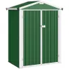 Cobertizo de Jardín Exterior 1,1 m² 136x87x178 cm con 2 Puertas Abatibles Techo a Dos Aguas y Guantes Verde - Ogal.Es