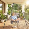 Soporte para Silla Colgante Triangular con Cadena Ajustable Base Estable para Patio Jardín Carga 150 kg Negro - Ogal.Es