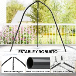 Soporte para Silla Colgante Triangular con Cadena Ajustable Base Estable para Patio Jardín Carga 150 kg Negro - Ogal.Es