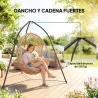Soporte para Silla Colgante Triangular con Cadena Ajustable Base Estable para Patio Jardín Carga 150 kg Negro - Ogal.Es