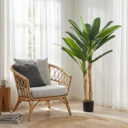 Árbol de Plátano Artificial 150 cm Planta Artificial Decorativa con Maceta y 2 Troncos para Hogar Oficina Salón... - Ogal.Es