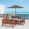Parasol de Terraza Exterior con Techo de Ventilación Poste Desmontable de Aluminio para Jardín Patio Gris Oscuro - Ogal.Es