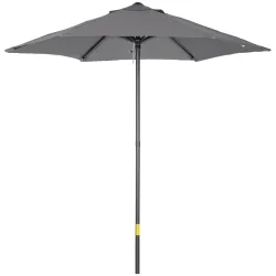 Parasol de Terraza Exterior con Techo de Ventilación Poste Desmontable de Aluminio para Jardín Patio Gris Oscuro - Ogal.Es