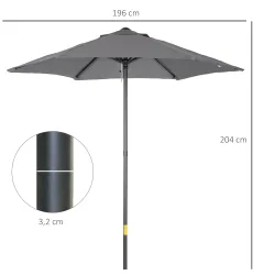 Parasol de Terraza Exterior con Techo de Ventilación Poste Desmontable de Aluminio para Jardín Patio Gris Oscuro - Ogal.Es