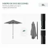 Parasol de Terraza Exterior con Techo de Ventilación Poste Desmontable de Aluminio para Jardín Patio Gris Oscuro - Ogal.Es