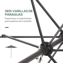 Parasol de Terraza Exterior con Techo de Ventilación Poste Desmontable de Aluminio para Jardín Patio Gris Oscuro - Ogal.Es