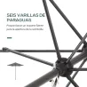 Parasol de Terraza Exterior con Techo de Ventilación Poste Desmontable de Aluminio para Jardín Patio Gris Oscuro - Ogal.Es