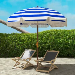 Sombrilla de Playa con Flecos Ø190x210 cm con Protección UV40+ Antiviento Impermeable Bolsa de Transporte Azul y... - Ogal.Es
