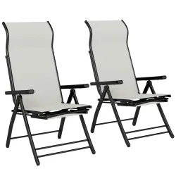 Pack de 2 Sillas Plegables Reclinables de Jardín Exterior con Respaldo Alto Ajustable en 5 Posiciones Reposapiés... - Ogal.Es
