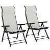 Pack de 2 Sillas Plegables Reclinables de Jardín Exterior con Respaldo Alto Ajustable en 5 Posiciones Reposapiés... - Ogal.Es