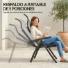 Pack de 2 Sillas Plegables Reclinables de Jardín Exterior con Respaldo Alto Ajustable en 5 Posiciones Reposapiés... - Ogal.Es