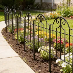 Set de 4 Vallas de Jardín Metálicas 125x57 cm con Diseño Arqueado Resistente Fácil de Instalar para Patio Césped... - Ogal.Es
