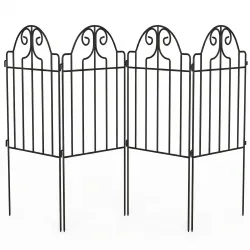 Set de 4 Vallas de Jardín Metálicas 125x57 cm con Diseño Arqueado Resistente Fácil de Instalar para Patio Césped... - Ogal.Es