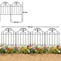 Set de 4 Vallas de Jardín Metálicas 125x57 cm con Diseño Arqueado Resistente Fácil de Instalar para Patio Césped... - Ogal.Es