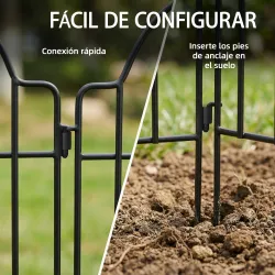 Set de 4 Vallas de Jardín Metálicas 125x57 cm con Diseño Arqueado Resistente Fácil de Instalar para Patio Césped... - Ogal.Es