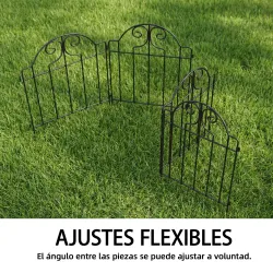 Set de 4 Vallas de Jardín Metálicas 125x57 cm con Diseño Arqueado Resistente Fácil de Instalar para Patio Césped... - Ogal.Es