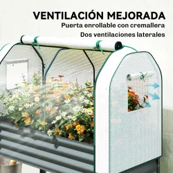 Huerto Urbano Elevado con Cubierta de Invernadero y Estante Inferior para Cultivo Plantas 120x55x140 cm Gris Oscuro - Ogal.Es