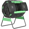 Compostador Giratorio 200L con Sistema de Ventilación y Base de Metal para Compostaje de Residuos Orgánicos Verde - Ogal.Es