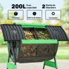 Compostador Giratorio 200L con Sistema de Ventilación y Base de Metal para Compostaje de Residuos Orgánicos Verde - Ogal.Es
