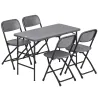 Conjunto de Mesa y Sillas Jardín con Mesa Plegable Ajustable de 55 a 74 cm y 4 Sillas Plegables para Terraza Gris - Ogal.Es