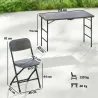 Conjunto de Mesa y Sillas Jardín con Mesa Plegable Ajustable de 55 a 74 cm y 4 Sillas Plegables para Terraza Gris - Ogal.Es