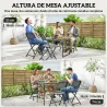 Conjunto de Mesa y Sillas Jardín con Mesa Plegable Ajustable de 55 a 74 cm y 4 Sillas Plegables para Terraza Gris - Ogal.Es