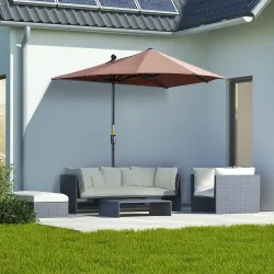 Parasol de Terraza 200x190x240 cm con Manivela Poste de Acero y Base Cruzada Anti-UV para Terraza Balcón Café - Ogal.Es